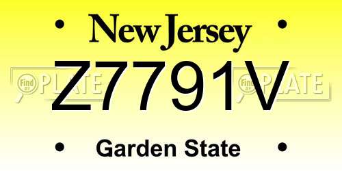 Z7791V New Jersey License Plate