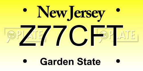 Z77CFT New Jersey License Plate