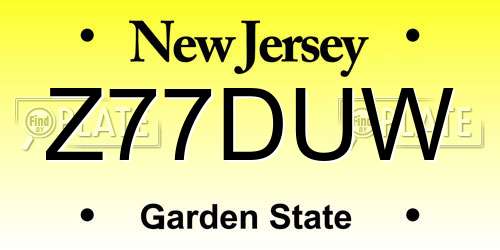 Z77DUW New Jersey License Plate