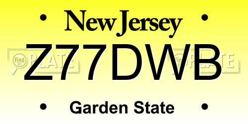 Z77DWB New Jersey License Plate