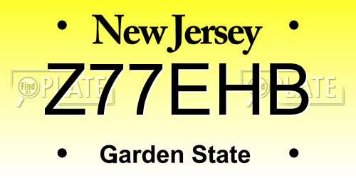 Z77EHB New Jersey License Plate