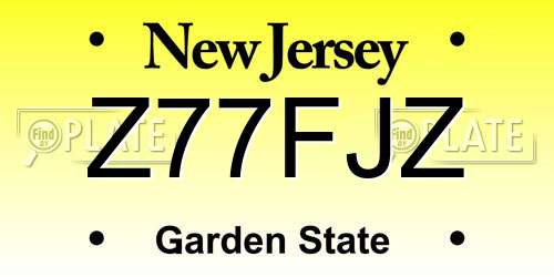 Z77FJZ New Jersey License Plate