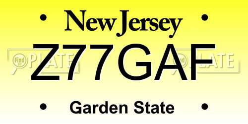 Z77GAF New Jersey License Plate