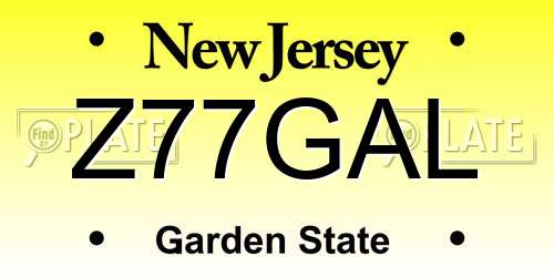 Z77GAL New Jersey License Plate