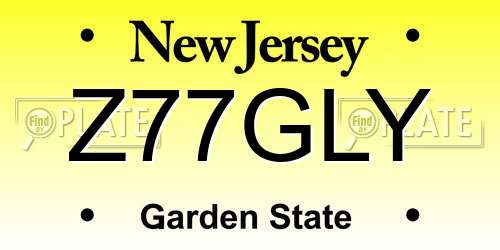 Z77GLY New Jersey License Plate