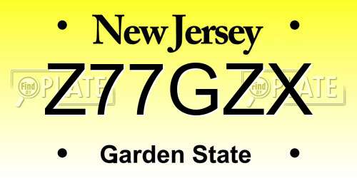 Z77GZX New Jersey License Plate
