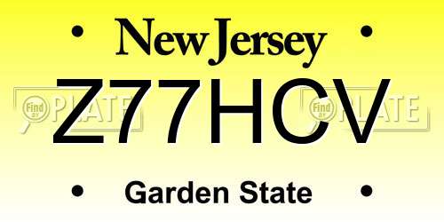 Z77HCV New Jersey License Plate