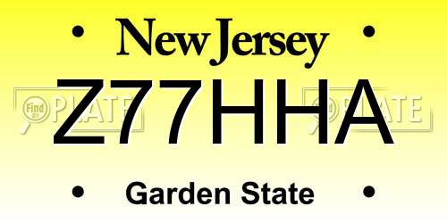 Z77HHA New Jersey License Plate