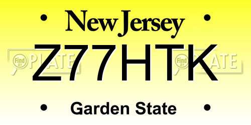 Z77HTK New Jersey License Plate