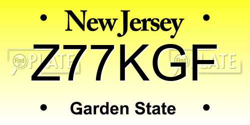 Z77KGF New Jersey License Plate