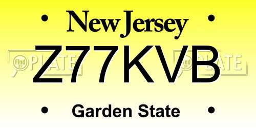 Z77KVB New Jersey License Plate