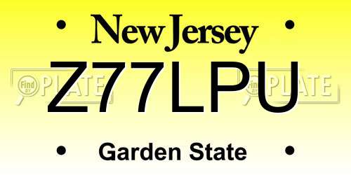 Z77LPU New Jersey License Plate