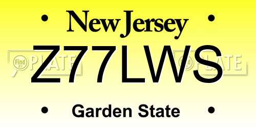 Z77LWS New Jersey License Plate