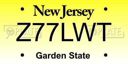 Z77LWT New Jersey License Plate