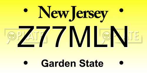 Z77MLN New Jersey License Plate