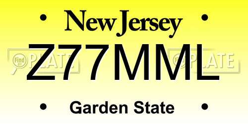 Z77MML New Jersey License Plate