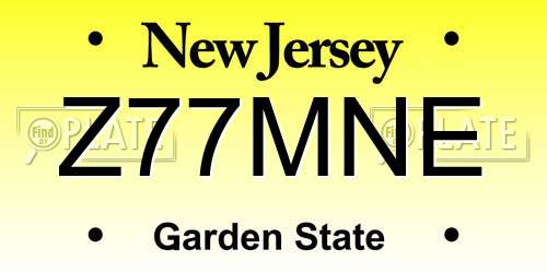 Z77MNE New Jersey License Plate