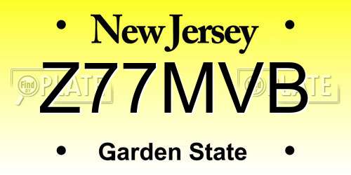 Z77MVB New Jersey License Plate