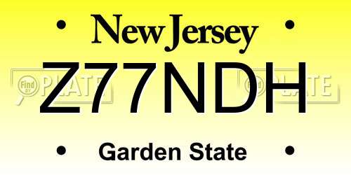 Z77NDH New Jersey License Plate