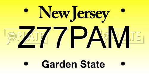 Z77PAM New Jersey License Plate