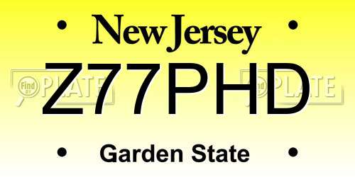 Z77PHD New Jersey License Plate
