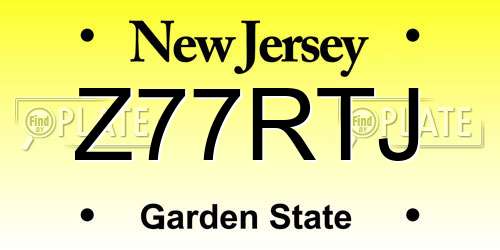 Z77RTJ New Jersey License Plate