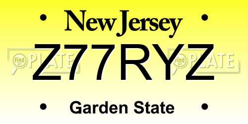 Z77RYZ New Jersey License Plate