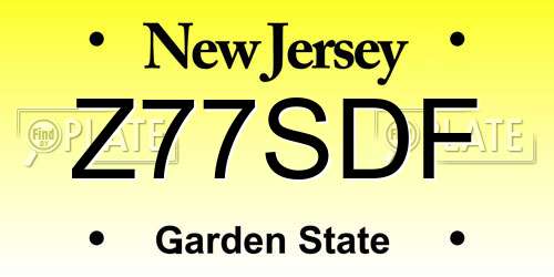 Z77SDF New Jersey License Plate