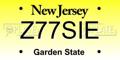 Z77SIE New Jersey License Plate