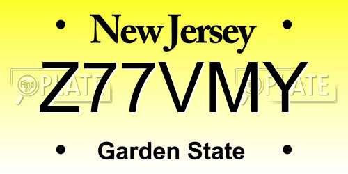 Z77VMY New Jersey License Plate
