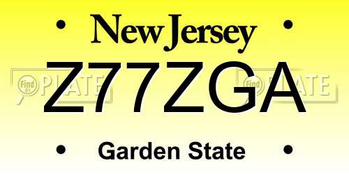 Z77ZGA New Jersey License Plate