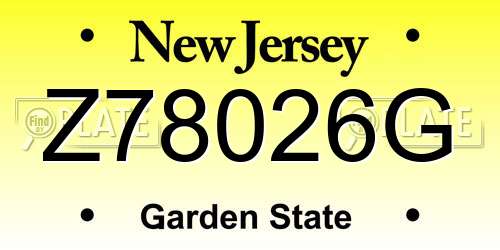 Z78026G New Jersey License Plate