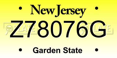 Z78076G New Jersey License Plate