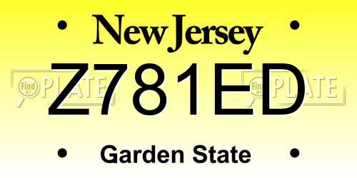 Z781ED New Jersey License Plate