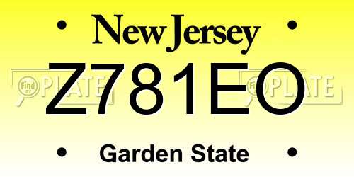 Z781EO New Jersey License Plate