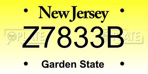 Z7833B New Jersey License Plate