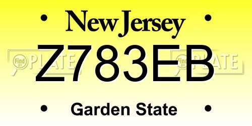 Z783EB New Jersey License Plate
