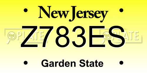 Z783ES New Jersey License Plate