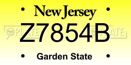 Z7854B New Jersey License Plate