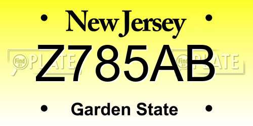Z785AB New Jersey License Plate