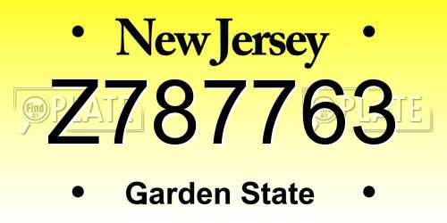 Z787763 New Jersey License Plate