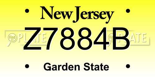 Z7884B New Jersey License Plate