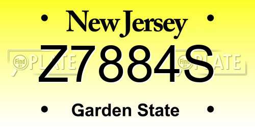 Z7884S New Jersey License Plate
