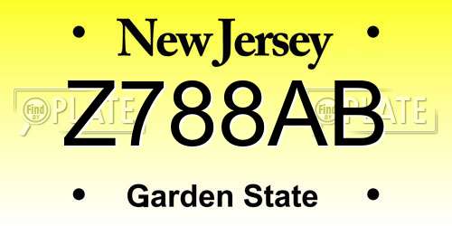 Z788AB New Jersey License Plate