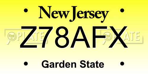 Z78AFX New Jersey License Plate