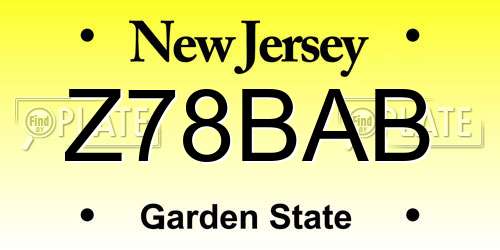 Z78BAB New Jersey License Plate
