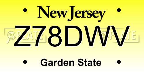 Z78DWV New Jersey License Plate
