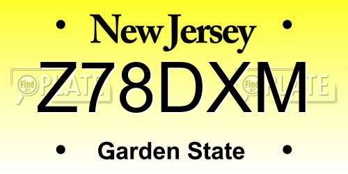 Z78DXM New Jersey License Plate