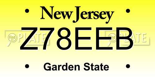 Z78EEB New Jersey License Plate