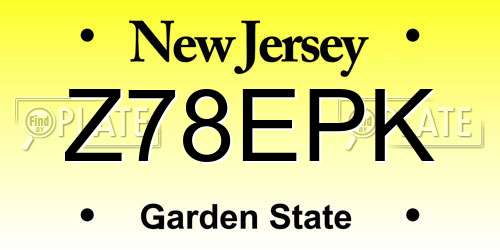 Z78EPK New Jersey License Plate